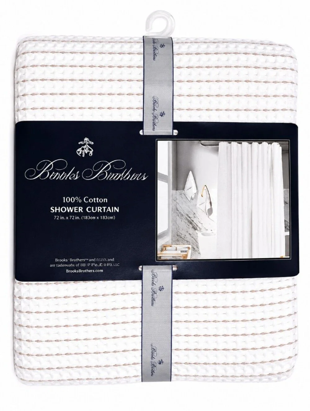 Brooks Brothers White Cotton Waffle Shower Curtain